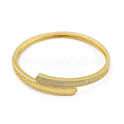 Женские браслеты на шарнирах из латуни с микропаве и прозрачным фианитом&nbsp;BJEW-S168-04G