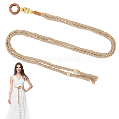 ハンドメイド織りコットンタッセルウエストベルト（女性用、ドレス用）1個  バリーウッド  1400x10mm&nbsp;AJEW-CP0010-25C