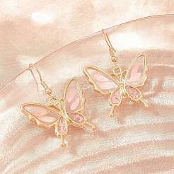 Boucles d'oreilles pendantes en alliage et fleurs séchées&nbsp;AL-Z001-02G-01