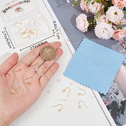10ペア925スターリングシルバーピアスフック  ボールエンドイヤーワイヤー  50 個のプラスチックピアスキャッチ & s925 スタンプ付き  18KGP本金メッキ  16.5x12~13mm  穴：2mm&nbsp;STER-BBC0005-90