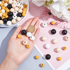 160 шт. 4 вида бусин из натурального дерева WOOD-CA0001-20