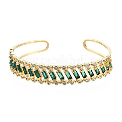 Кубический цирконий прямоугольный браслет-манжета с открытой манжетой BJEW-N014-025C