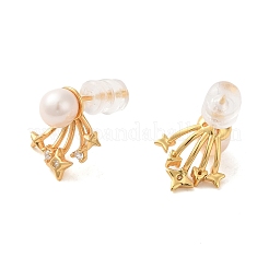 Серьги-пусеты из стерлингового серебра с прозрачным микропаве фианитами&nbsp;EJEW-K273-35G