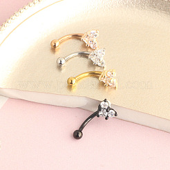 Серьги-гвоздики в форме хряща из нержавеющей стали 304 с микропаве из прозрачного кубического циркония в форме сердца WGF9CBE-03