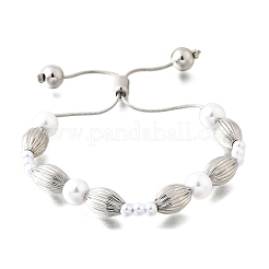 Браслеты слайдеры из латунных бусин для женщин BJEW-D317-01P