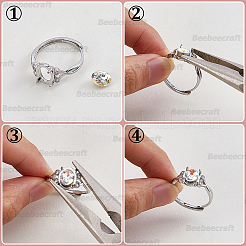 4 Stück 4 Stile Messing Micro Pave Zirkonia verstellbare Ringeinstellungen&nbsp;KK-BBC0024-14A