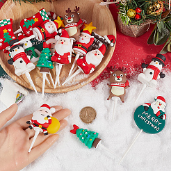 24 Stück 12 Stile Weihnachtskuchenaufsätze aus Kunststoff&nbsp;AJEW-SC0003-53B