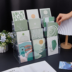 Présentoir organiseur à 4 niveau en acrylique et PVC pour cartes postales et broches&nbsp;ODIS-WH0108-041B