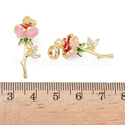 Европейские подвески-шармы с цветком розы из латуни и эмали KK-L256-09G