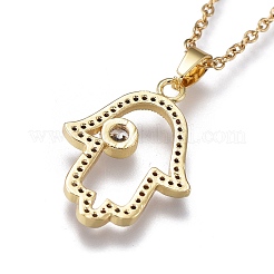 Colliers à pendentif en zircone cubique transparent micro pavé en laiton&nbsp;NJEW-R256-12