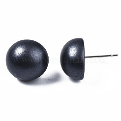 Расписные полукруглые деревянные серьги для девочек и женщин EJEW-T017-02A