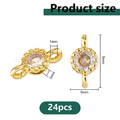 24 шт. латунные плоские круглые подвески-соединители из кубического циркония&nbsp;KK-DC0004-84