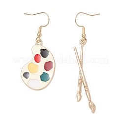 Серьги-подвески из эмали в виде палитры и кисти EJEW-JE06482