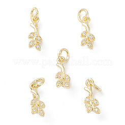 Стеллажное покрытие латунь проложить кубический цирконий форма листа ледоруб щепотка поручни X-KK-G464-07LG