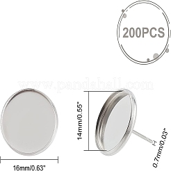 200 шт. плоские круглые серьги-гвоздики из нержавеющей стали 304 STAS-UN0046-79