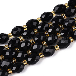 Натуральный черный обсидиан бисер пряди G-N342-35-8x6-01