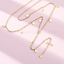 Ожерелья с каплевидными кисточками из нержавеющей стали 304 NJEW-R026-24G