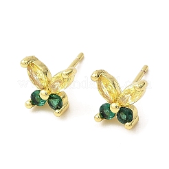 Orecchini a bottone in vero ottone placcato oro 18k con farfalla&nbsp;EJEW-L270-07G