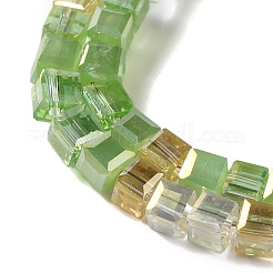 電気メッキガラスビーズセット  フル虹メッキ  多面カット  キューブ  春の緑  2~2.5x2.5~3x2.5~3mm  穴：0.8mm  約186個/連  18.31''（46.5センチメートル）&nbsp;EGLA-F121-FR-B06