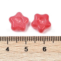 透明ガラスビーズ  スター  焼き付け塗料  クリムゾン  10.5x11x5mm  穴：1mm&nbsp;DGLA-E004-12G