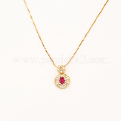 Collane con pendente curvo piatto e rotondo in ottone con pavé di zirconi cubici&nbsp;WGBBBFC-02