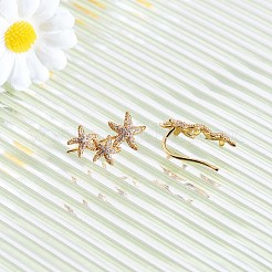 925 スターリング シルバー スター ダングル イヤリング クリア キュービック ジルコニア 女性用  18KGP本金メッキ  11x19.2x1mm  ピン：1mm&nbsp;JE962A