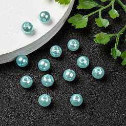 パール調アクリルビーズ  染め  ラウンド  アクアマリン  6x5.5mm  穴：1.5~2mm  約4500個/ポンド&nbsp;PL609-01
