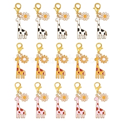 5 шт. подвеска из эмалевого сплава в виде жирафа HJEW-YW00094-01