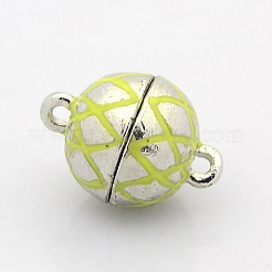 ラウンドプラチナメッキ合金エナメルマグネットクラスプ、ループ付き  ミックスカラー  17x12mm  穴：2mm&nbsp;ENAM-P109-M