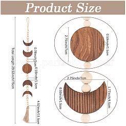 Ornements muraux en bois à suspendre avec phases de lune&nbsp;HJEW-WH20003-61A