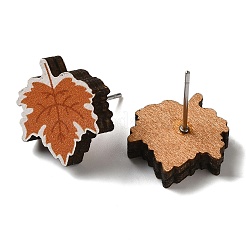 Orecchini a bottone in legno&nbsp;EJEW-Z054-01L