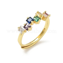 Einstellbare messing micro pave zirkonia fingerringe&nbsp;RJEW-C163-26A-G