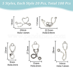 100 шт. 5 подвески из сплава в тибетском стиле и оправы для подвесок со стразами&nbsp;TIBEP-GO0001-04