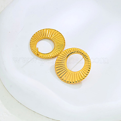 Плоские круглые серьги-гвоздики из текстурированной нержавеющей стали PG0495