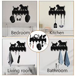 Настенные крючки-вешалки из черного дерева и железа DIY-WH0601-007