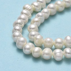 天然養殖淡水パールビーズ連売り  ポテト  ベージュ  4~6x5~7x5~6mm  穴：0.7mm  約67~71個/連  13.58~14.25インチ（34.5~36.2cm）&nbsp;PEAR-F018-17B-01