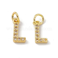 Véritable micro-pavé en laiton plaqué 18k or véritable breloques en zircone cubique transparente&nbsp;KK-E068-VB452-L