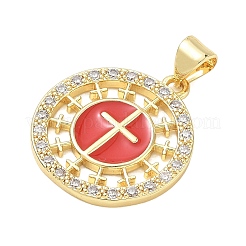 Pendentifs croix religieuse en laiton micro-pavé de zircon cubique transparent&nbsp;CU-CBA83A6-03E-G03