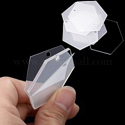 透明アクリルブランクペンダント  六角  キーホルダーやジュエリー用  透明  43x49.5x2.5mm  穴：3.5mm&nbsp;X-TACR-WH0002-12