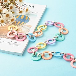 手作りリンクチェーンセット  ゴム引きスタイルのアクリルリンキングリングとccbプラスチックリンキングリング付き  ミックス型  カラフル  18.5~34x11.5~34x3~6mm  39.37インチ（1m）/連  1連売り/セット&nbsp;AJEW-JB01045