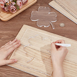 透明なアクリルのテンプレート  クラフト用品  クローバー  透明  200x200x6mm&nbsp;DIY-WH0683-68