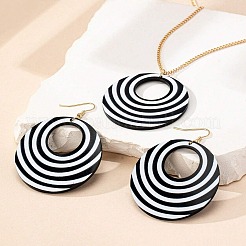 Комплект из круглого акрилового кулона в стиле бохо с узором «зебра» и висячих серег FS-WG10A75-01