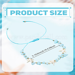 1шт. Браслеты из плетеных бусин из натурального аквамарина&nbsp;BJEW-LP0003-26A