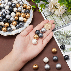 150 шт. 5 цвета расписные европейские бусины из натурального дерева&nbsp;WOOD-PH0003-16