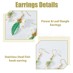 2 пара двух стилей сережек-подвесок из сплава с эмалью&nbsp;EJEW-HS00006