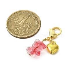 Подвеска в виде сердца ручной работы в виде медведя и сплава HJEW-JM02816