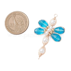 Подвески-соединители из стеклянных бусин в виде стрекозы&nbsp;PALLOY-TA00315-03
