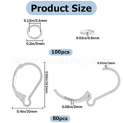 80 шт. фурнитура для сережек из нержавеющей стали 304 STAS-SP0001-18P