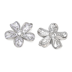 304ステンレススチールエナメルペンダント  花のチャーム  イオンプレーティング（ip）  ステンレス鋼色  32x30x4.5mm  穴：2mm&nbsp;SA-CBA7876-30P-01