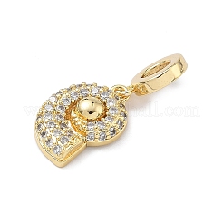 Латунные подвески с микропаве из прозрачных кубических цирконий в виде морских животных в европейском стиле&nbsp;KK-Z143-02G-02